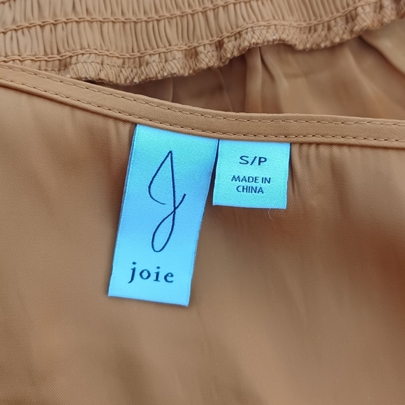 Joie Satin V-Neck Puff Sleeve Mocked Waist Blouse - Picture 8 of 15